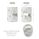 Votive Candle Holder Reindeer White-Lange General Store