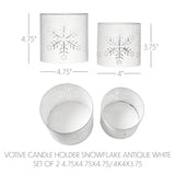 Votive Candle Holder Snowflake Antique White Set of 2-Lange General Store