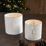 Votive Candle Holder Snowflake Antique White Set of 2-Lange General Store