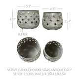 Votive Candle Holder Stars Antique Grey Set of 2-Lange General Store