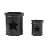 Votive Candle Holder w/Star Cutout Black Set of 2-Lange General Store