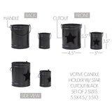 Votive Candle Holder w/Star Cutout Black Set of 2-Lange General Store