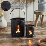 Votive Candle Holder w/Star Cutout Black Set of 2-Lange General Store