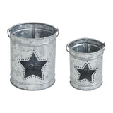 Votive Candle Holder w/Star Cutout Galvanized Set of 2-Lange General Store