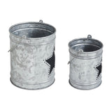 Votive Candle Holder w/Star Cutout Galvanized Set of 2-Lange General Store