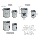 Votive Candle Holder w/Star Cutout Galvanized Set of 2-Lange General Store