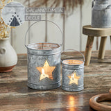 Votive Candle Holder w/Star Cutout Galvanized Set of 2-Lange General Store