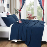 Waffle Weave Navy Blue Blanket-Lange General Store
