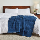 Waffle Weave Navy Blue Throw-Lange General Store