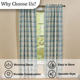 Water Blue Plaid Lined Long Panel Curtains-Lange General Store