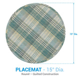 Water Blue Plaid Round Quilted Placemats-Lange General Store