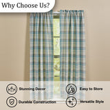 Water Blue Plaid Short Panel Curtains-Lange General Store