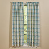 Water Blue Plaid Short Panel Curtains-Lange General Store
