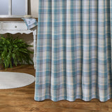 Water Blue Plaid Shower Curtain-Lange General Store