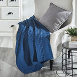 Waffle Weave Navy Blue Throw-Lange General Store