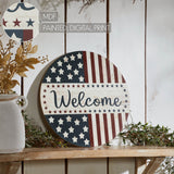 Welcome Stars & Stripes Round Wall Hanging 11" Dia-Lange General Store