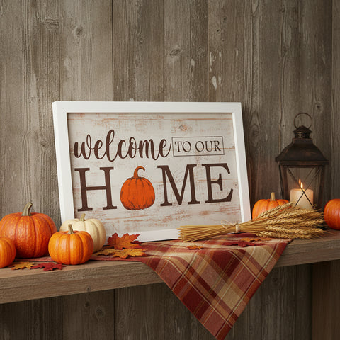 Welcome To Our Home Pumpkin Wall Sign