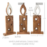 White Flame Natural Candle w/ Stars Wooden Figurine-Lange General Store