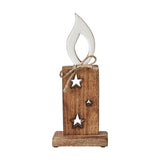 White Flame Natural Candle w/ Stars Wooden Figurine-Lange General Store