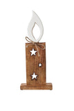 White Flame Natural Candle w/ Stars Wooden Figurine-Lange General Store