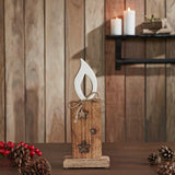 White Flame Natural Candle w/ Stars Wooden Figurine-Lange General Store