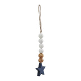 White & Natural Beads Blue Star Ornament-Lange General Store