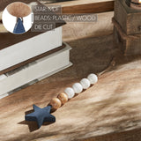 White & Natural Beads Blue Star Ornament-Lange General Store