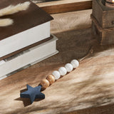 White & Natural Beads Blue Star Ornament-Lange General Store