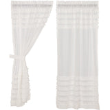 White Ruffled Sheer Petticoat Short Panel Curtains-Lange General Store