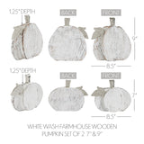 White Wash Farmhouse Wooden Pumpkin Set of 2-Lange General Store
