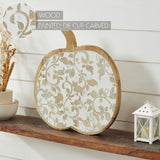 White Wash Wooden Carved Vine Pumpkin-Lange General Store