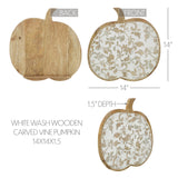White Wash Wooden Carved Vine Pumpkin-Lange General Store