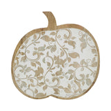 White Wash Wooden Carved Vine Pumpkin-Lange General Store