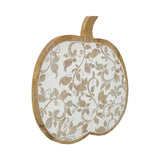 White Wash Wooden Carved Vine Pumpkin-Lange General Store