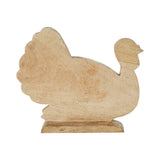 White Wash Wooden Harvest Leaf Carved Turkey-Lange General Store