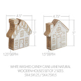 White Washed Candy Cane Lane Natural Wooden Houses Set of 2