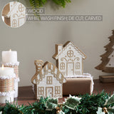White Washed Candy Cane Lane Natural Wooden Houses Set of 2