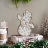 White Washed Jolly Natural Wooden Snowman