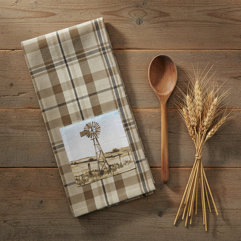 Windmill Farm Tinderbox Plaid Dishtowel