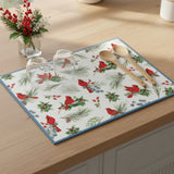 Winter Blue Cardinal Drying Mat