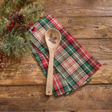 Winter Spice Plaid Dishtowel with Wooden Spoon Set