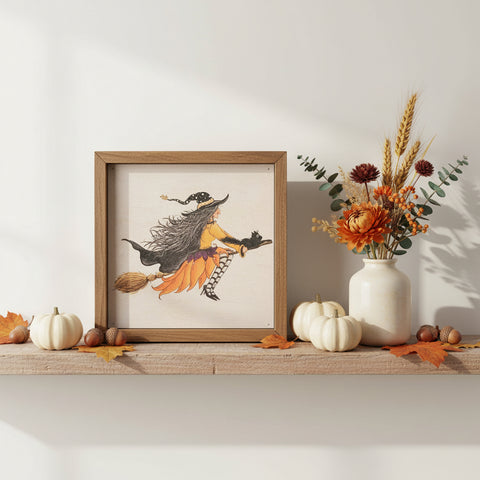Witch Broom Ride Halloween Sign 6x6-Lange General Store