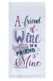 Witty Wine Friend of Wine Embroidered Flour Sack Towel-Lange General Store