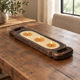 Long three-wick candle lifestyle image