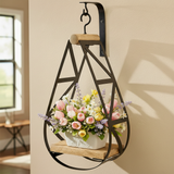 Square Wood & Iron Hanging Shelf with spring florals
