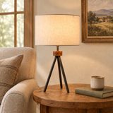 Wood & Iron Lamp lifestyle image with a wider shade