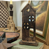 Wooden Saltbox House w/ Star Rustic Brown-Lange General Store