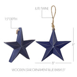 Wooden Star Ornament - Blue-Lange General Store