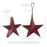 Wooden Star Ornament - Red-Lange General Store