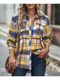 Yellow Pocket Long-Sleeve Plaid Shirt Jacket-Lange General Store